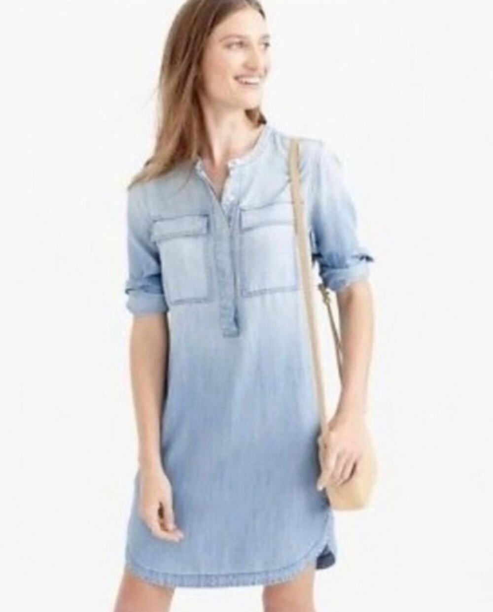J. Crew Drapey Chambray Shirtdress Blue Size XS